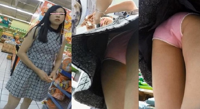 【フロントラインを狙った盗○!】ロリ系女の子の顔出しパンチラ☆